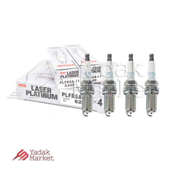 شمع موتور سوزنی پلاتینیوم لیزری پایه بلند NGK کد PLFR5A-11 6240 بسته 4 عددی مناسب برای پژو 207