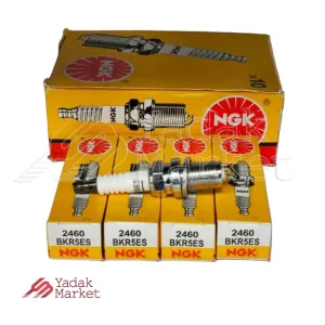 شمع موتور انژکتوری پایه کوتاه گرم NGK کد BKR5ES 2460 بسته 4 عددی مناسب برای مزدا 323